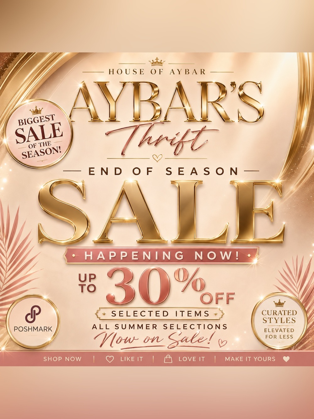 Thrift End of Season Sale Sign - Cream and Gold